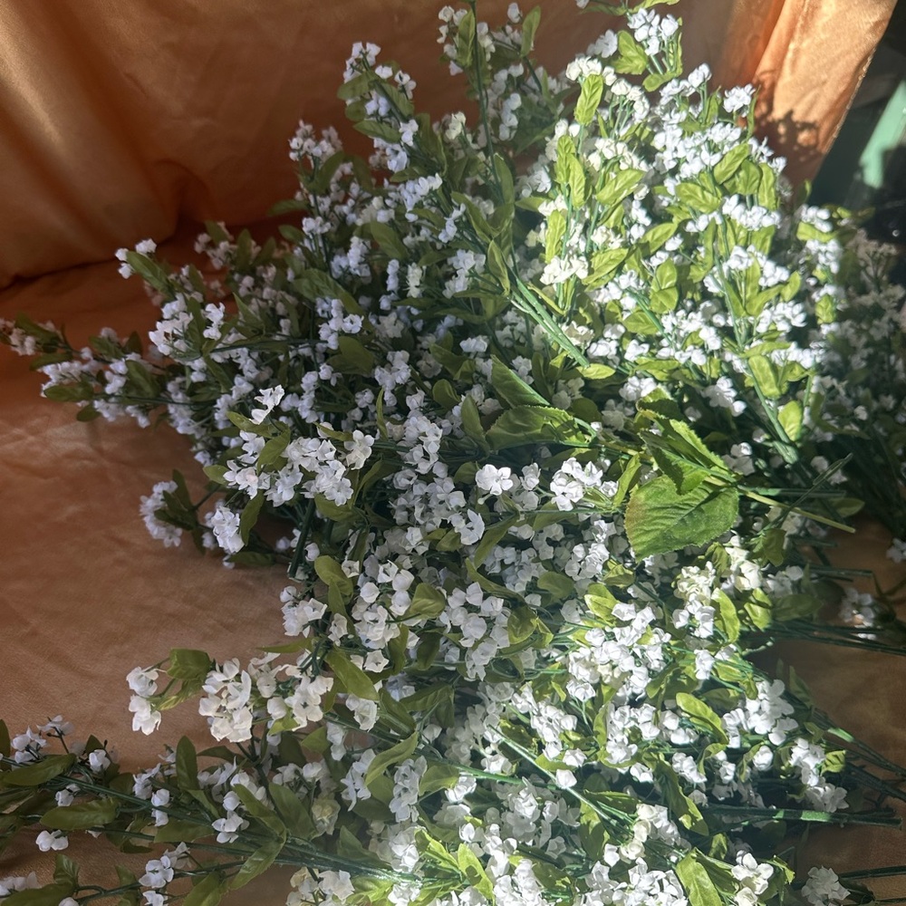Huge lot of Artificial White and Green baby’s breath Flowers